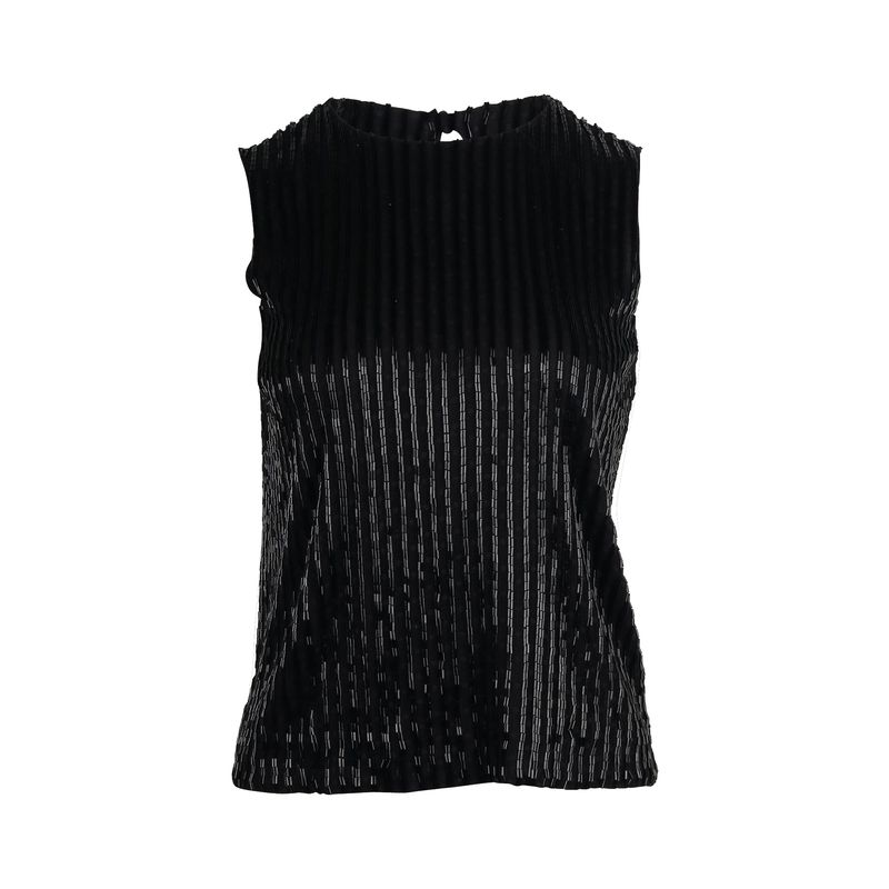Diane Von Furstenberg Beaded Sleeveless Top In Black Cotton